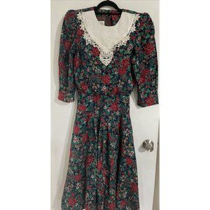 VINTAGE LISA II USA MADE COTTAGE CORE ROMANTIC FLORAL DRESS WOMENS SZ 12